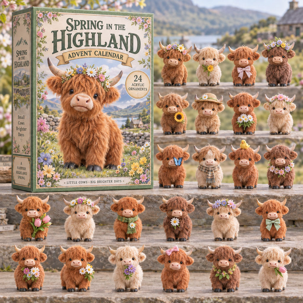 Spring in the Highland advent calendar box with 24 acrylic Christmas charms