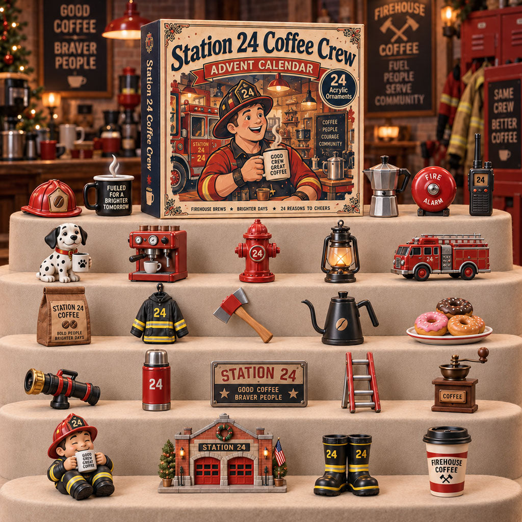 Station 24 Coffee Crew advent calendar box with 24 acrylic Christmas charms
