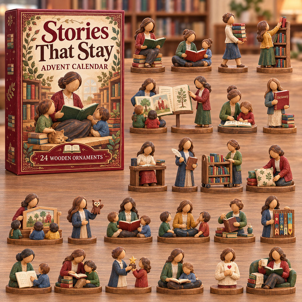 Stories That Stay advent calendar box with 24 wooden Christmas charms