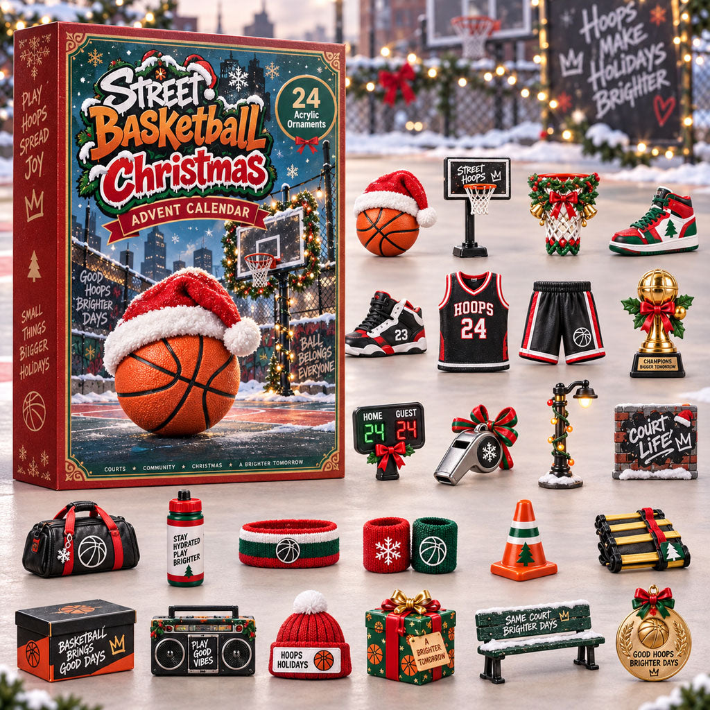 Street Basketball advent calendar box with 24 acrylic Christmas charms