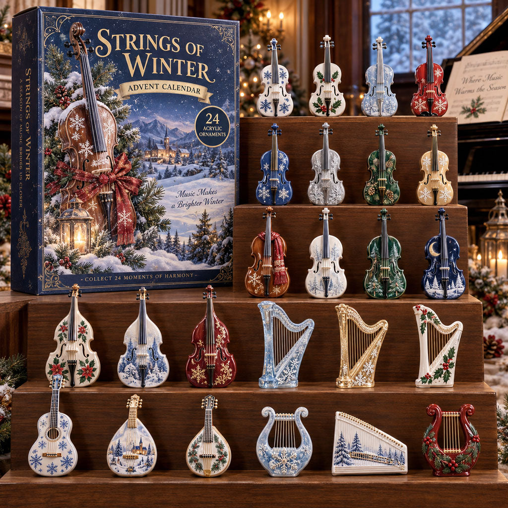 Strings of Winter advent calendar box with 24 acrylic Christmas charms