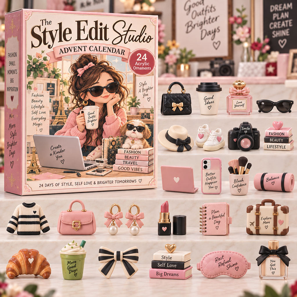 Style Edit Studio advent calendar box with 24 acrylic Christmas charms