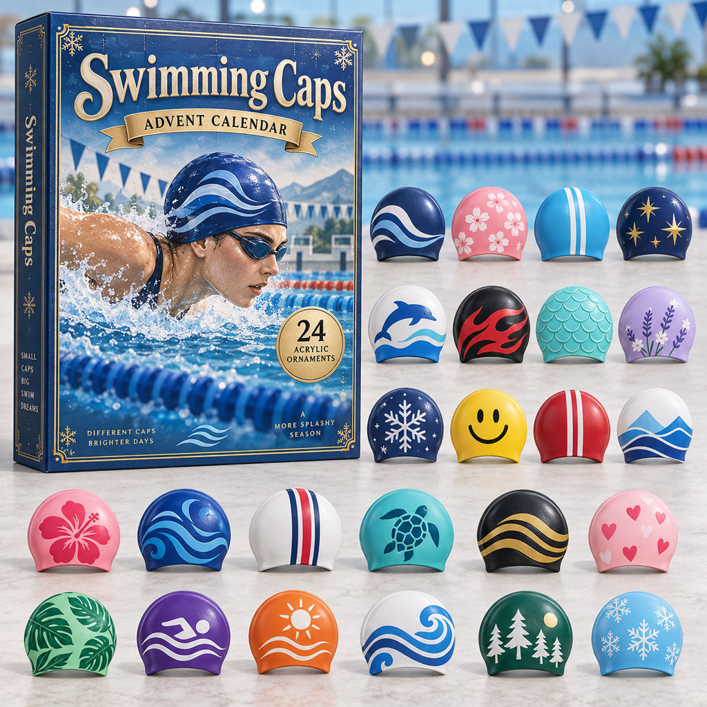 Swimming Caps advent calendar box with 24 acrylic Christmas charms