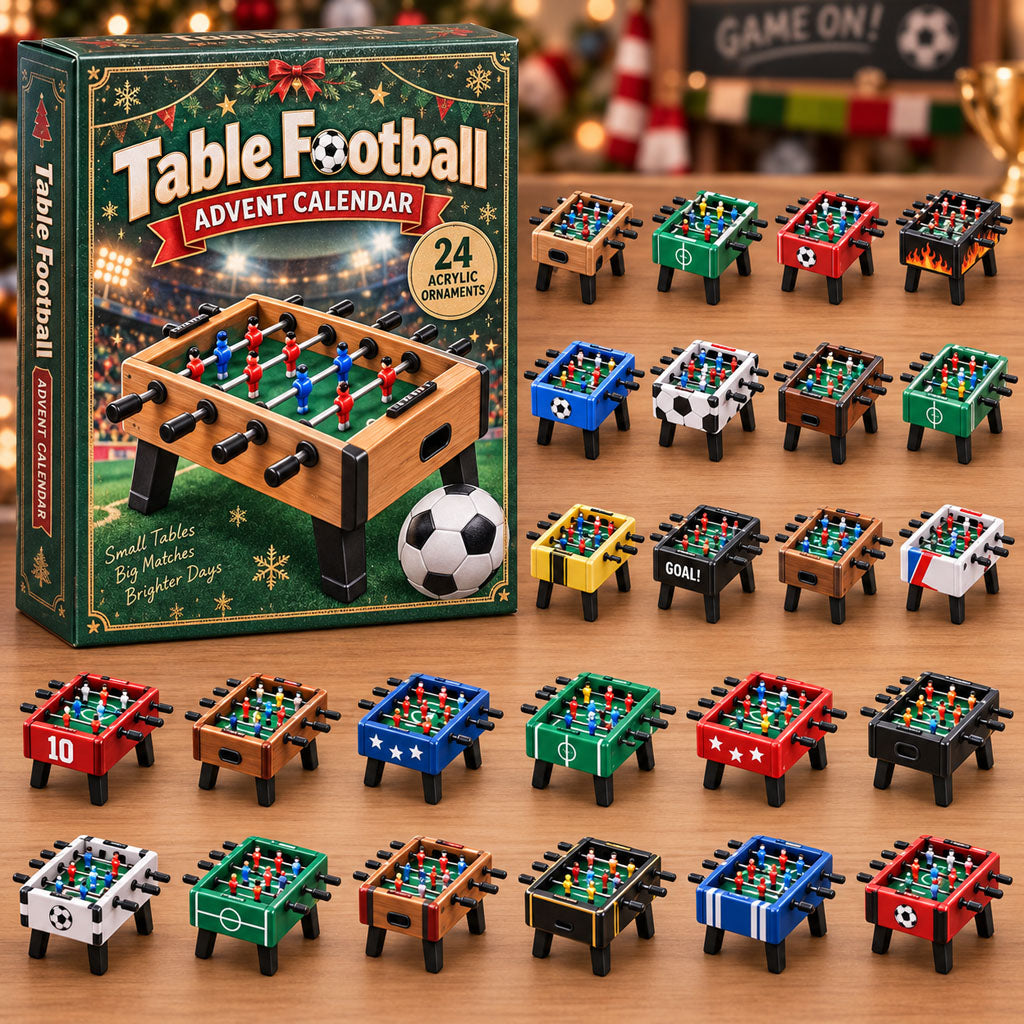 Table Football advent calendar box with 24 acrylic Christmas charms