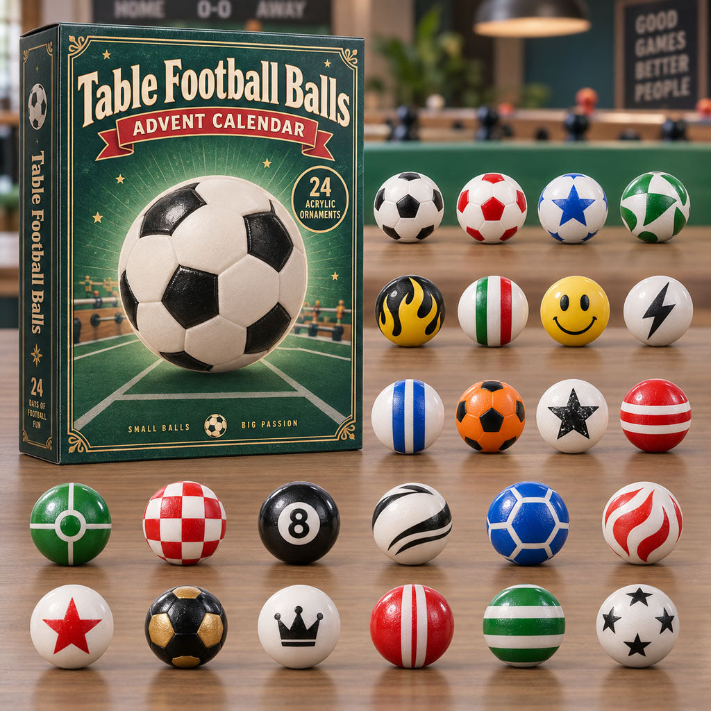 Table Football Balls advent calendar box with 24 acrylic Christmas charms