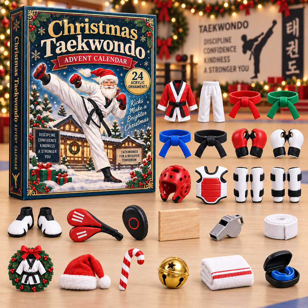 Taekwondo advent calendar box with 24 acrylic Christmas charms
