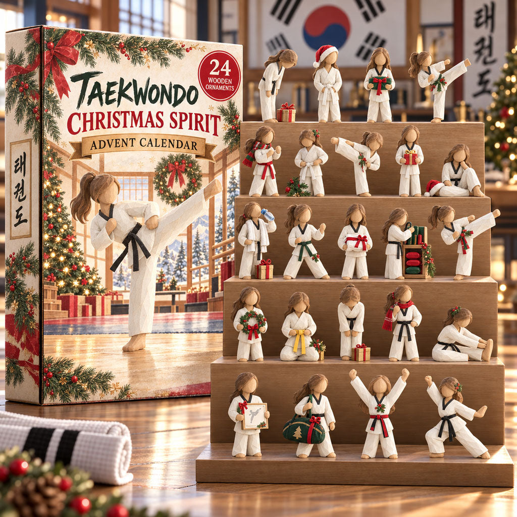 Taekwondo Christmas Spirit advent calendar box with 24 wooden Christmas charms