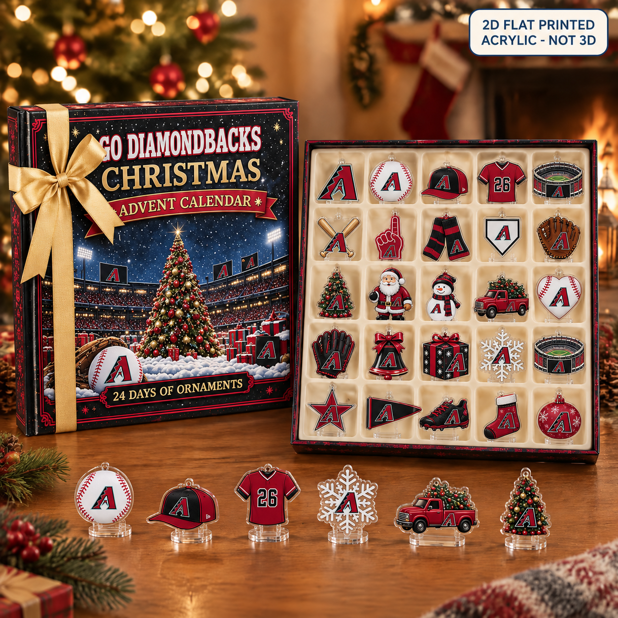Arizona Diamondbacks Christmas advent calendar with 24 acrylic charms