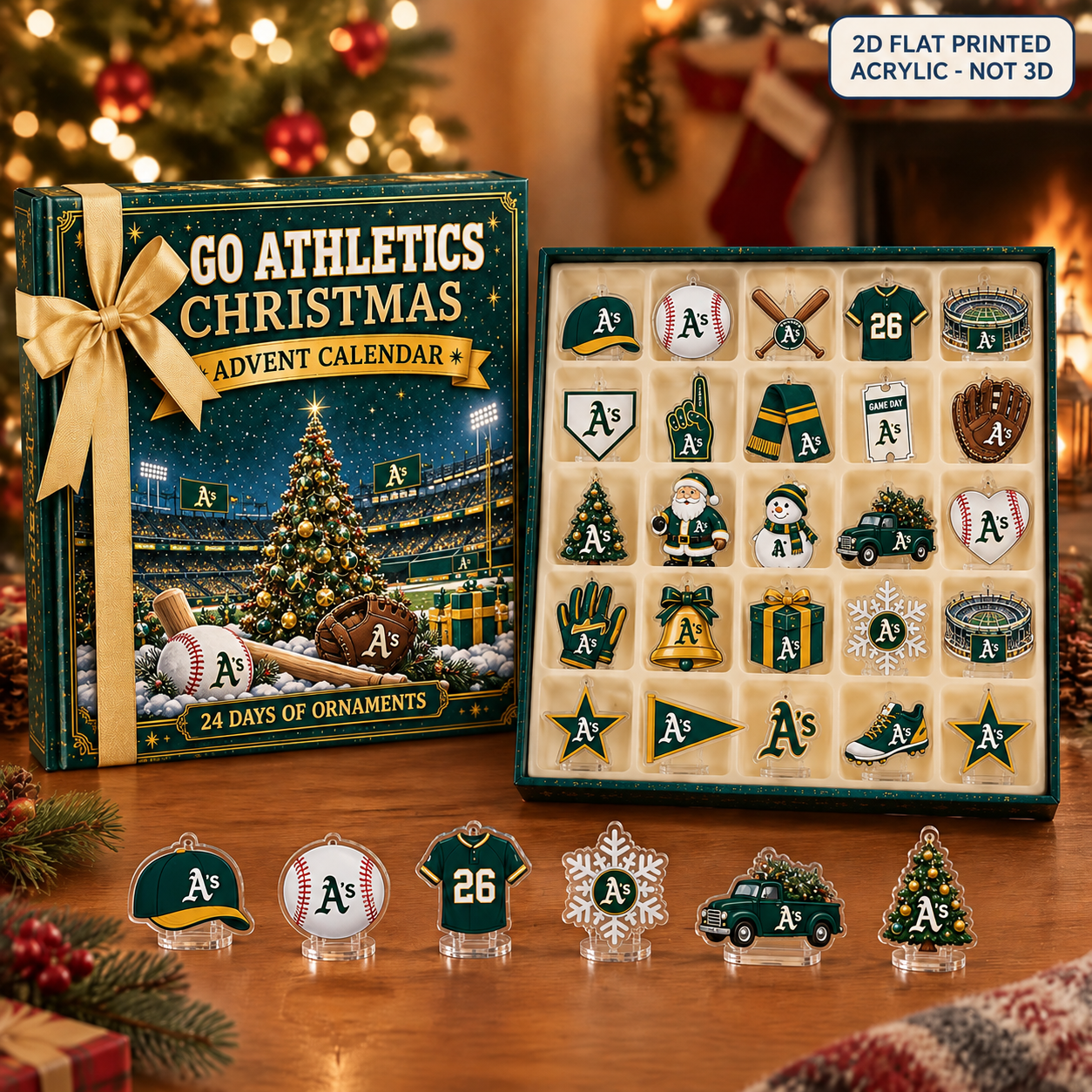 Athletics Christmas advent calendar with 24 acrylic charms