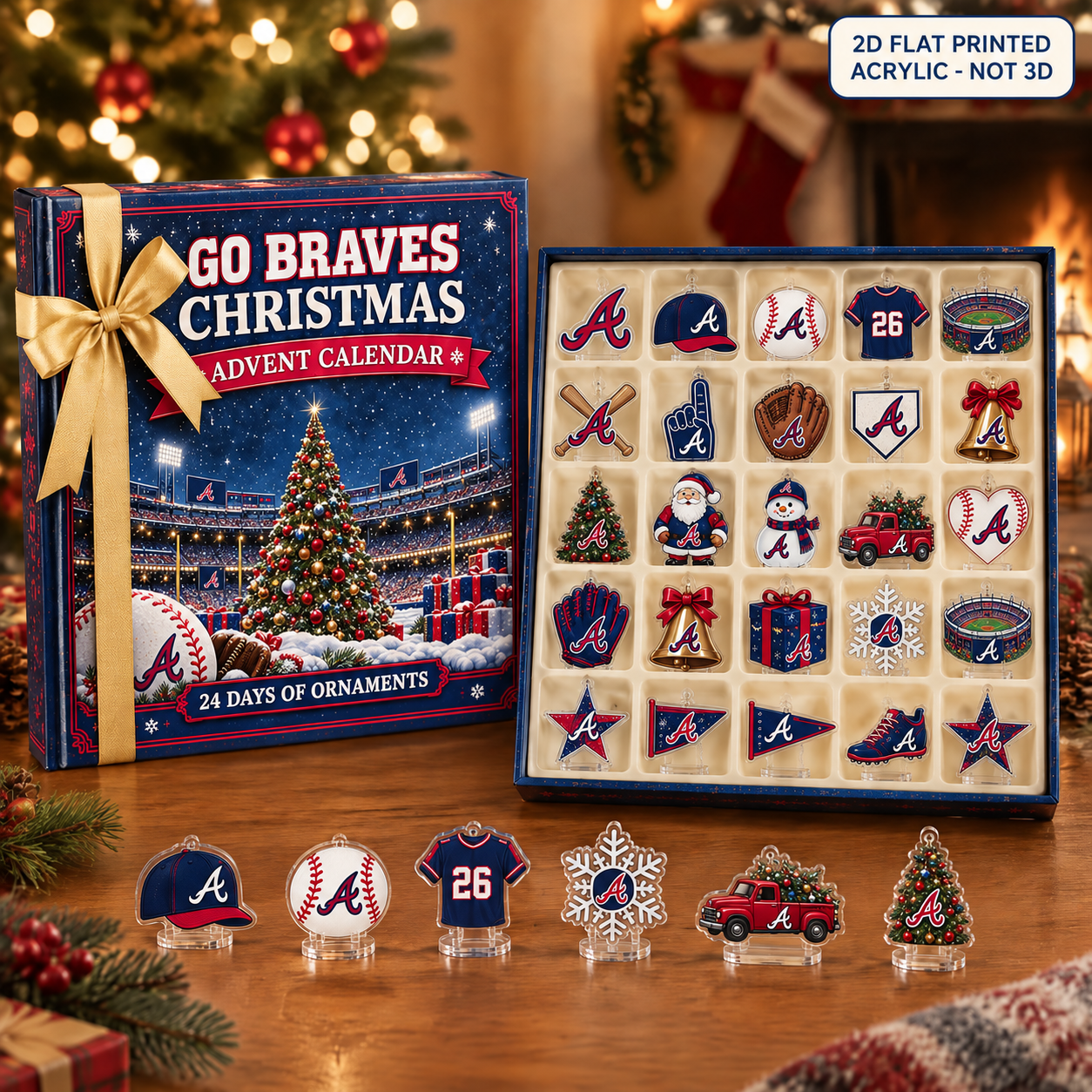 Atlanta Braves Christmas advent calendar with 24 acrylic charms
