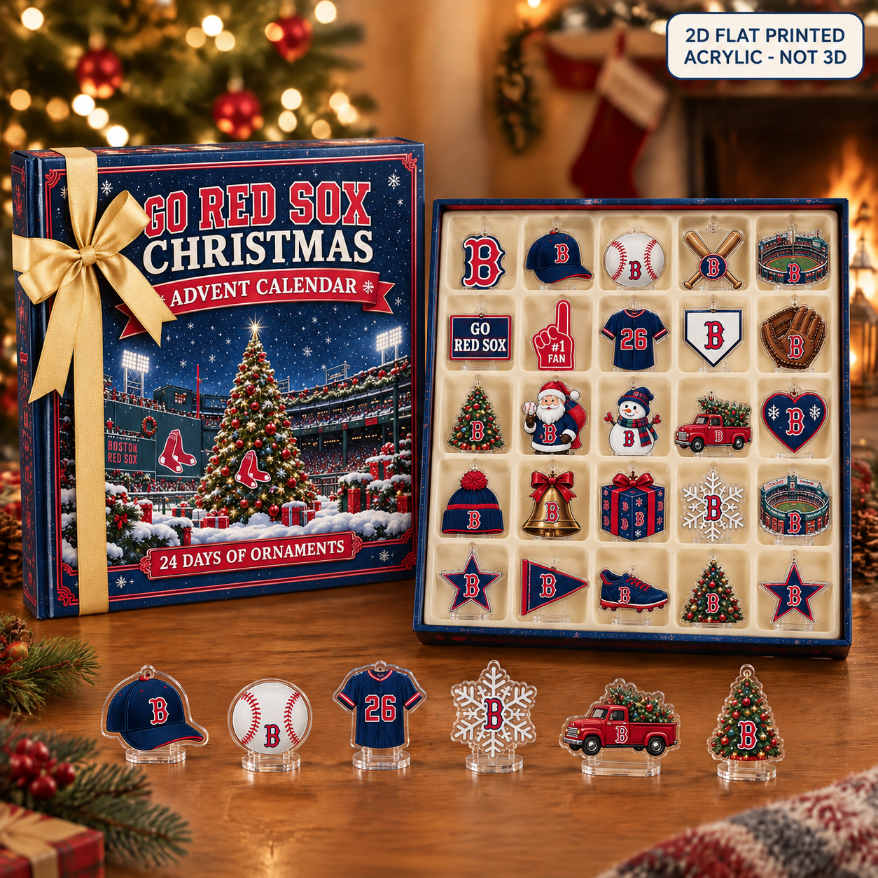 Boston Red Sox Christmas advent calendar with 24 acrylic charms