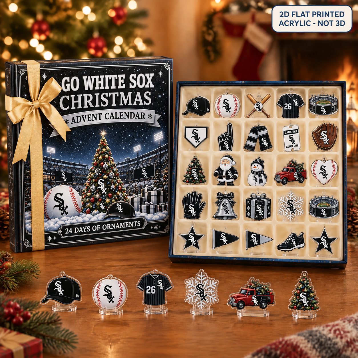 Chicago White Sox Christmas advent calendar with 24 acrylic charms
