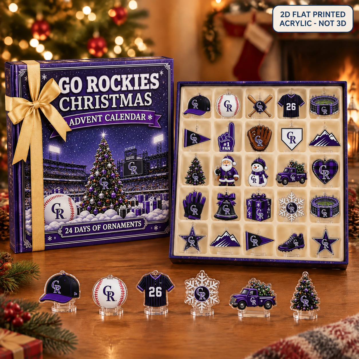Colorado Rockies Christmas advent calendar with 24 acrylic charms