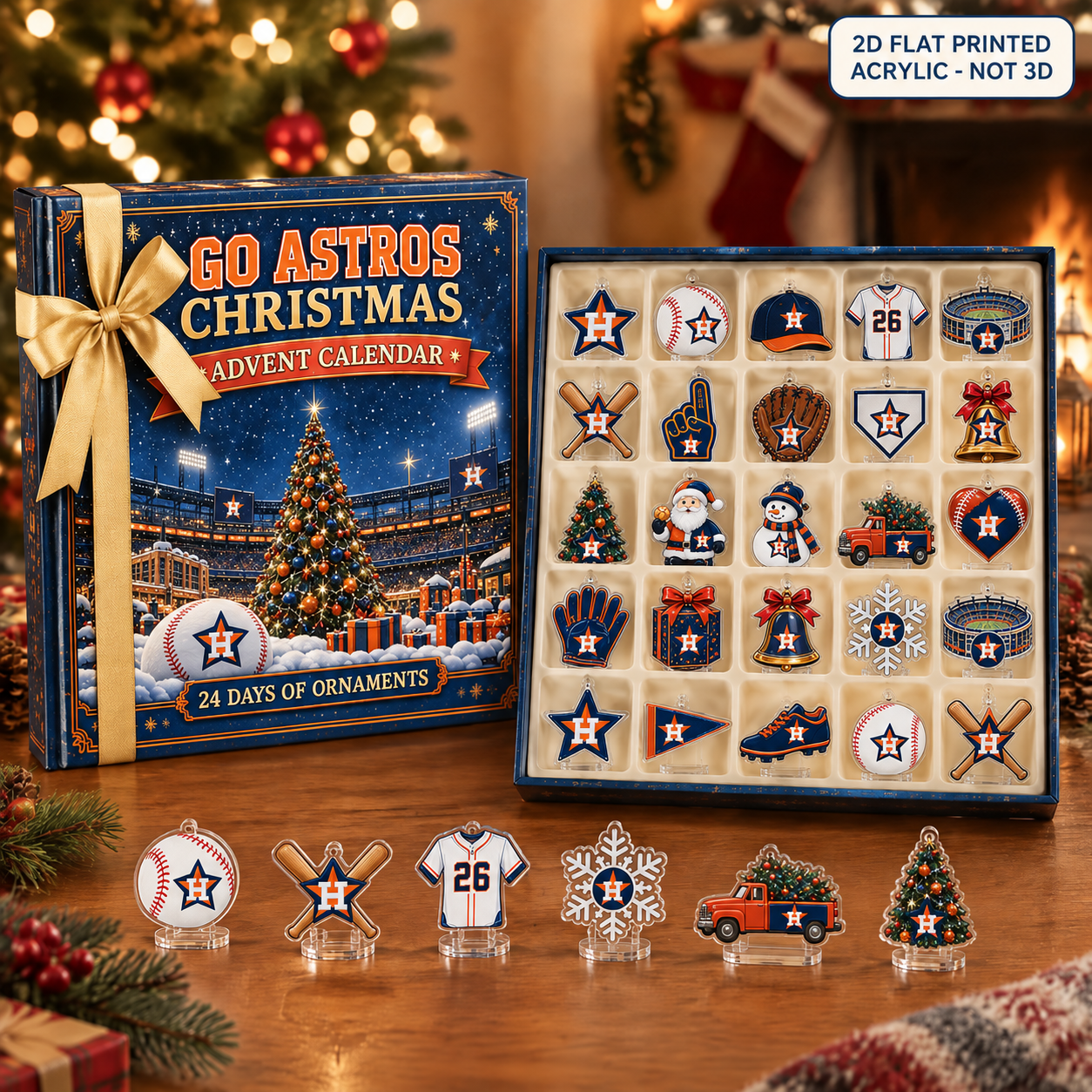 Houston Astros Christmas advent calendar with 24 acrylic charms