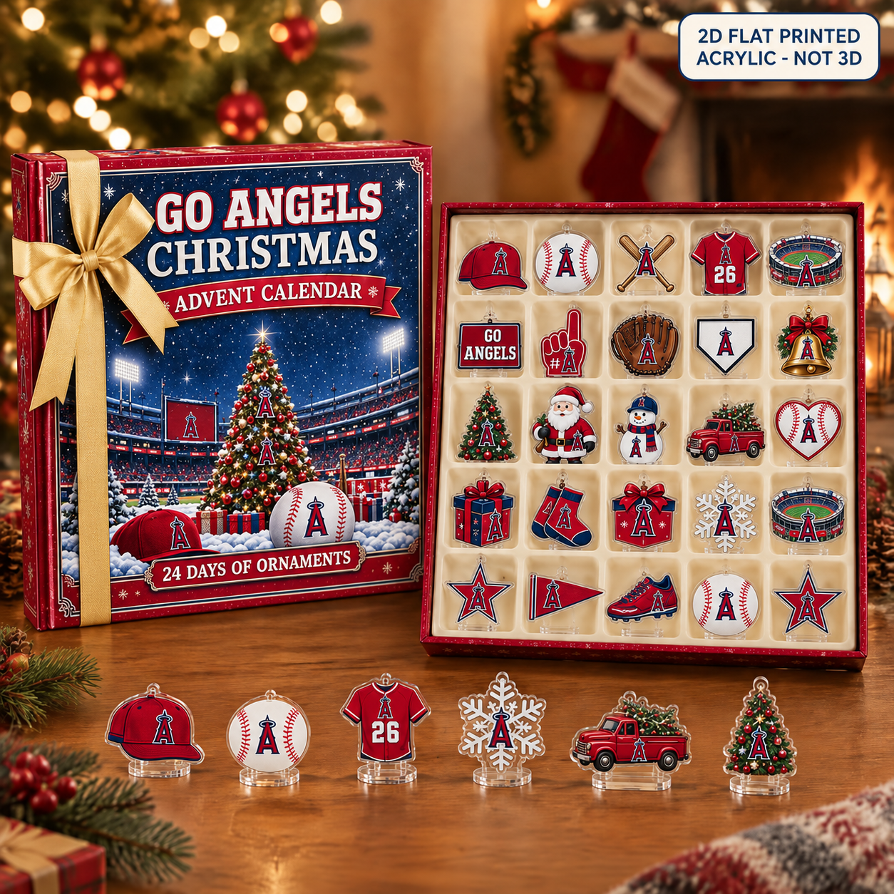 Los Angeles Angels Christmas advent calendar with 24 acrylic charms