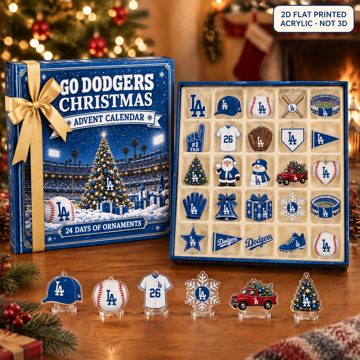 Los Angeles Dodgers Christmas advent calendar with 24 acrylic charms