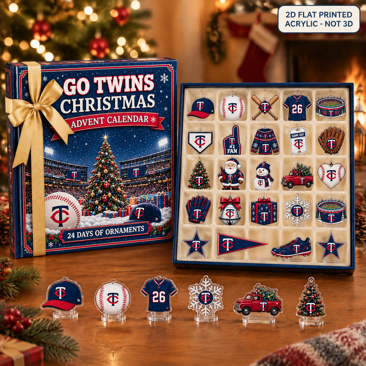 Minnesota Twins Christmas advent calendar with 24 acrylic charms