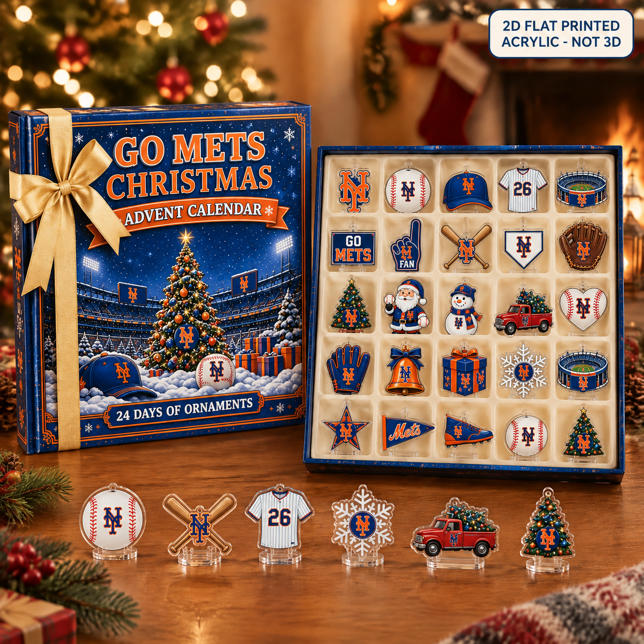 New York Mets Christmas advent calendar with 24 acrylic charms