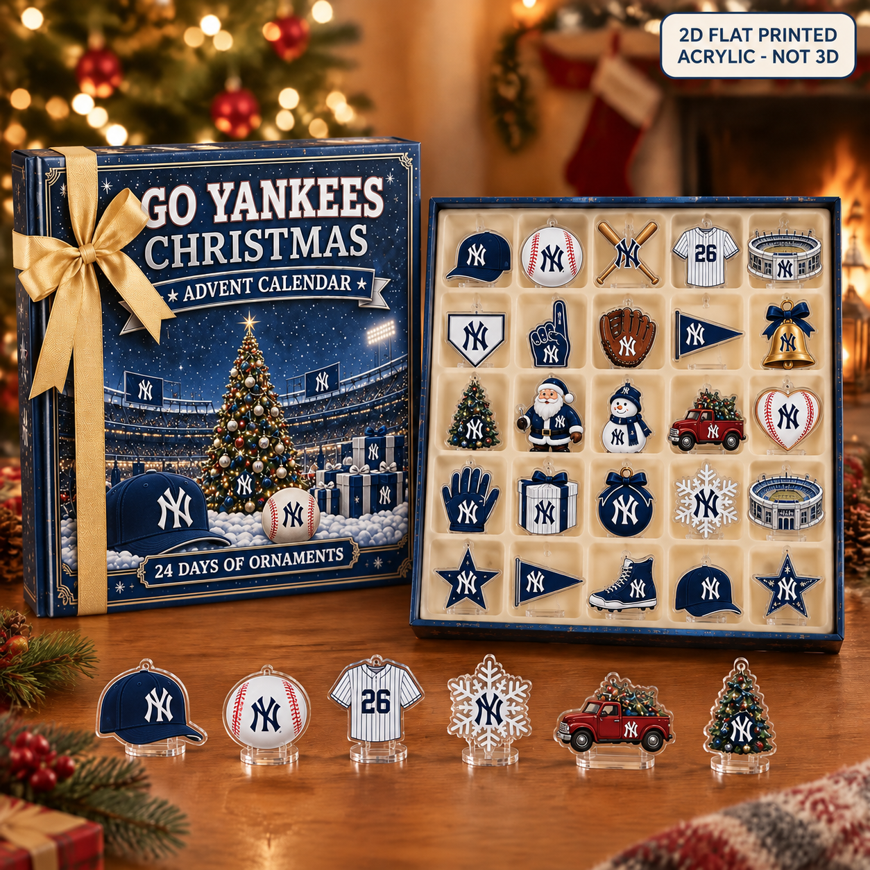 New York Yankees Christmas advent calendar with 24 acrylic charms