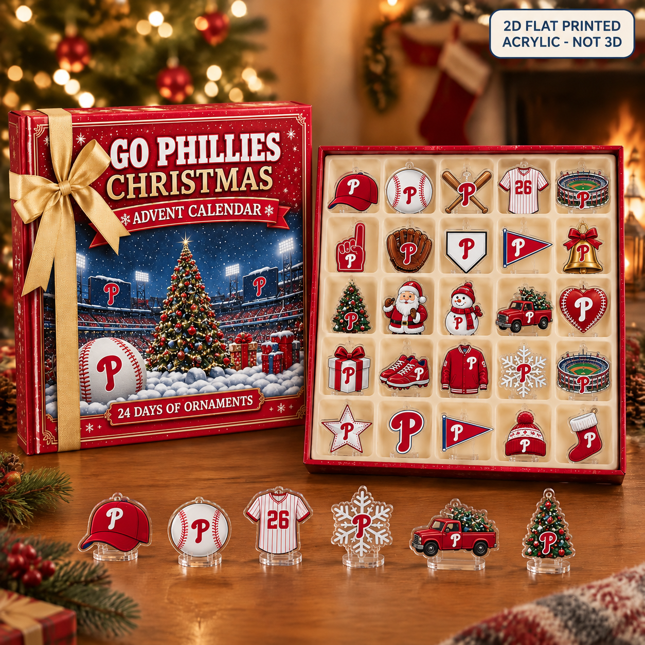 Philadelphia Phillies Christmas advent calendar with 24 acrylic charms