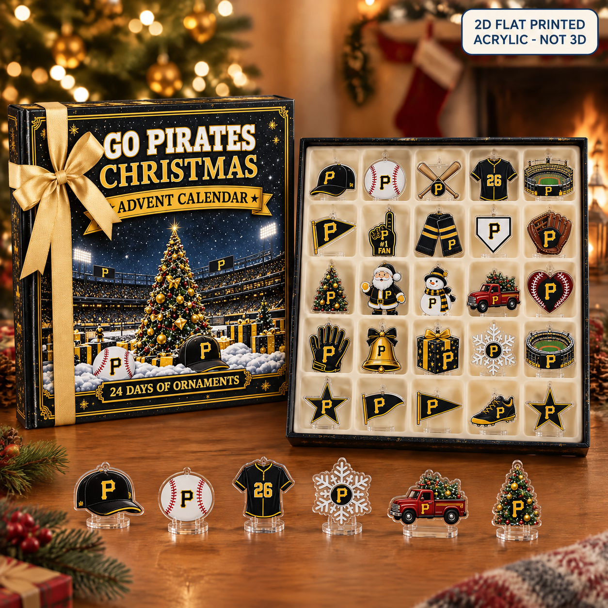 Pittsburgh Pirates Christmas advent calendar with 24 acrylic charms