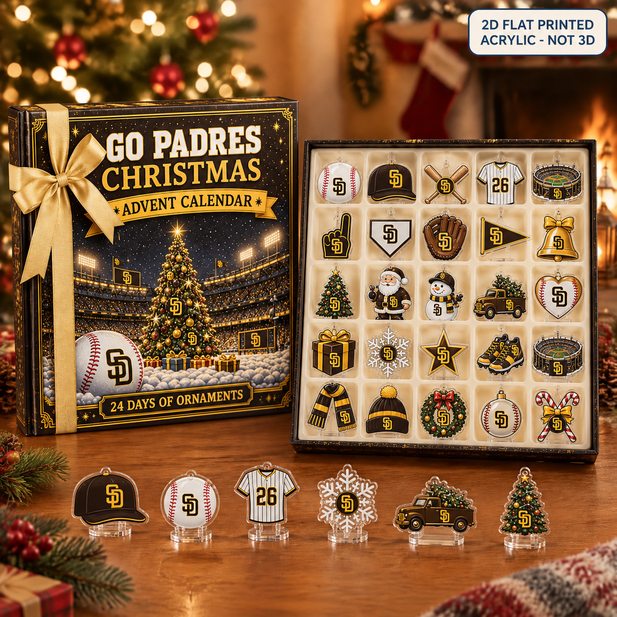 San Diego Padres Christmas advent calendar with 24 acrylic charms