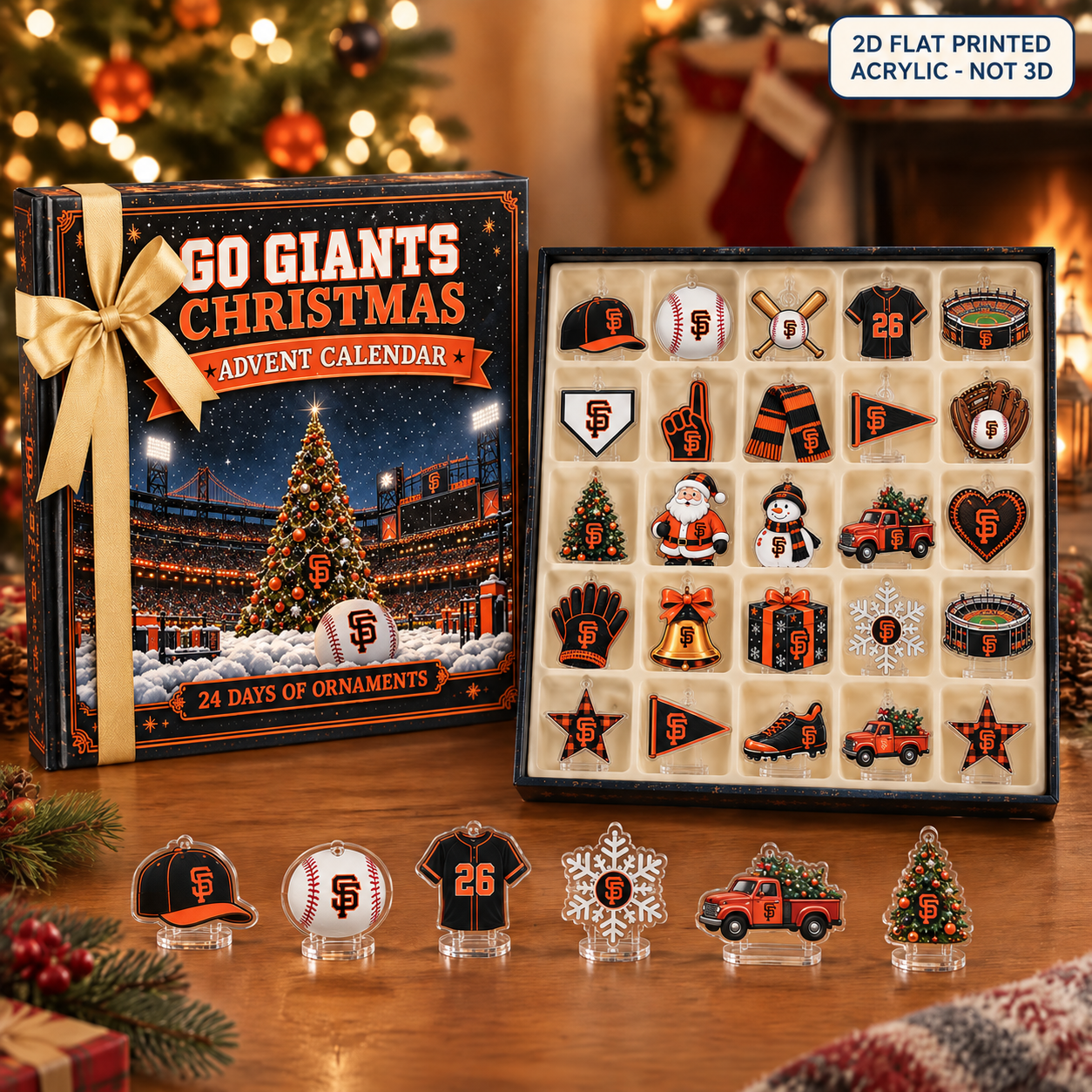 San Francisco Giants Christmas advent calendar with 24 acrylic charms