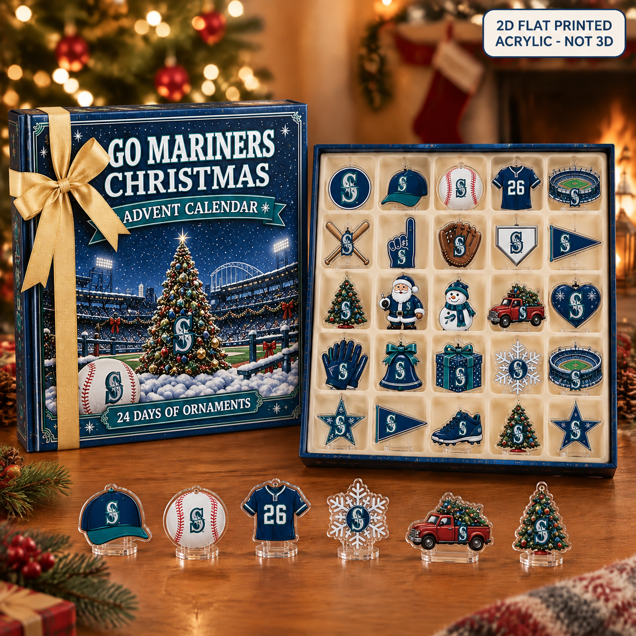 Seattle Mariners Christmas advent calendar with 24 acrylic charms