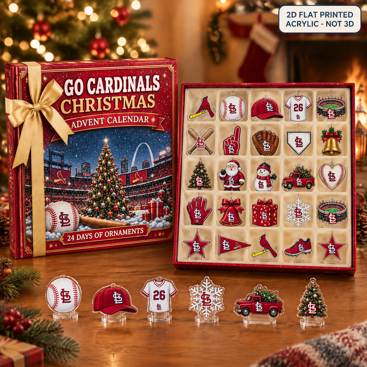 St. Louis Cardinals Christmas advent calendar with 24 acrylic charms
