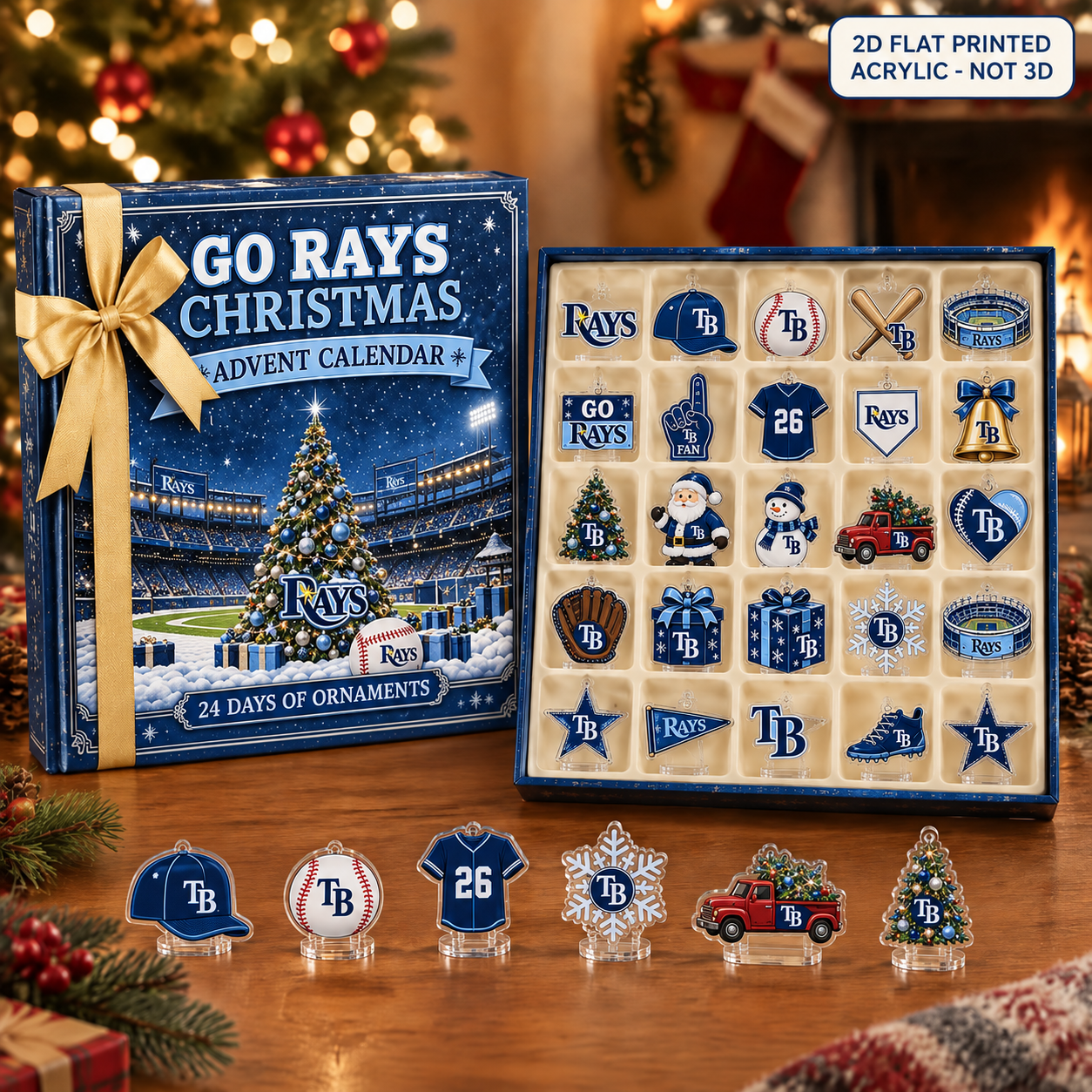 Tampa Bay Rays Christmas advent calendar with 24 acrylic charms