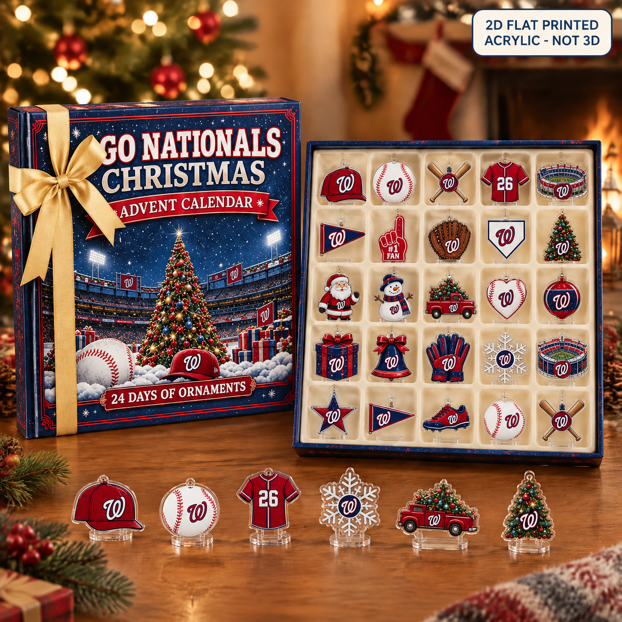 Washington Nationals Christmas advent calendar with 24 acrylic charms