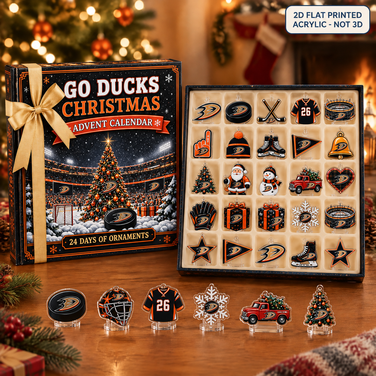 Anaheim Ducks Christmas advent calendar with 24 acrylic charms