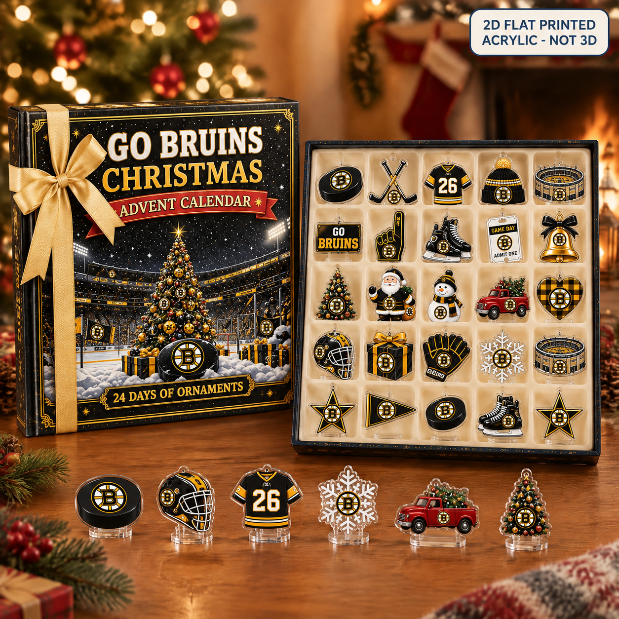 Boston Bruins Christmas advent calendar with 24 acrylic charms