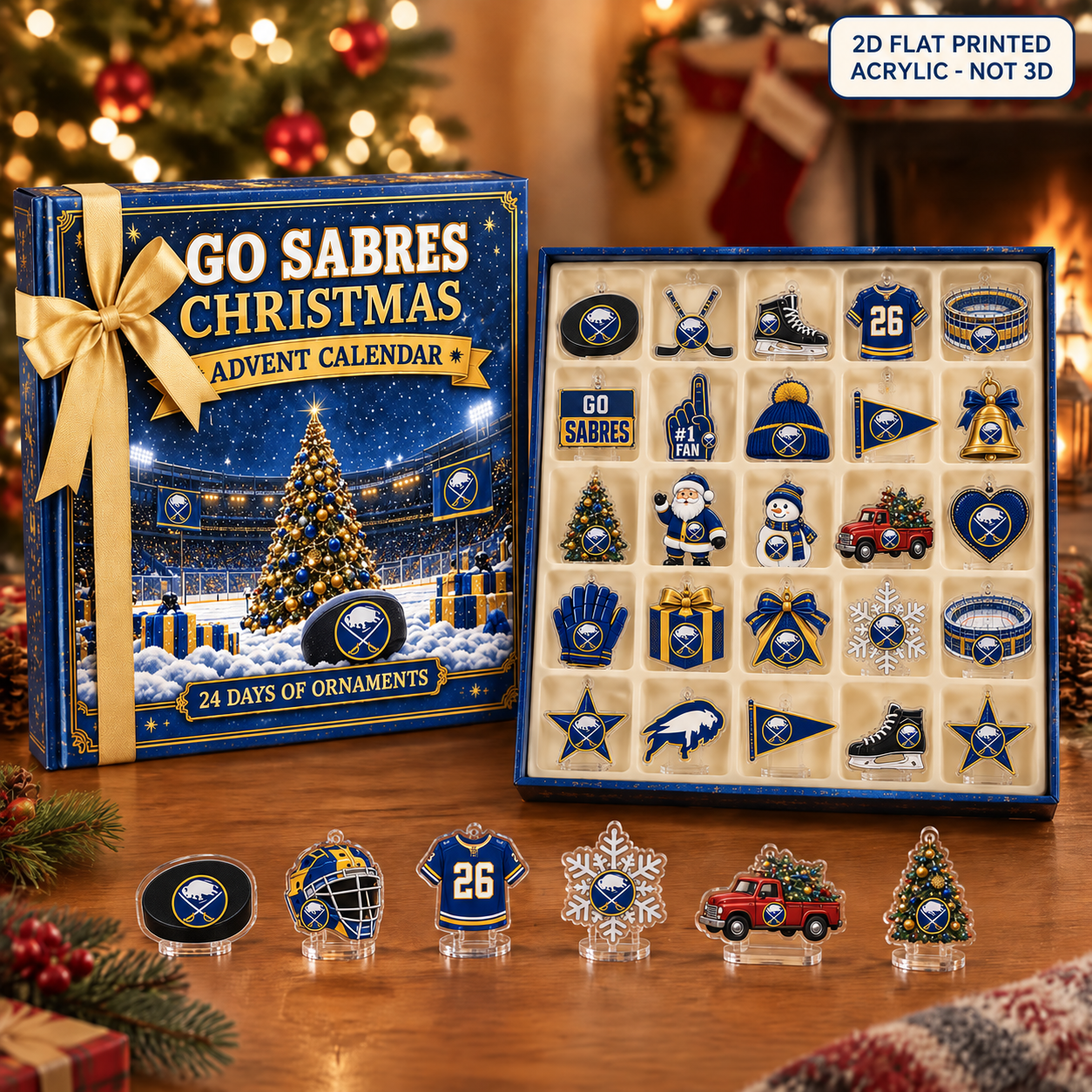 Buffalo Sabres Christmas advent calendar with 24 acrylic charms