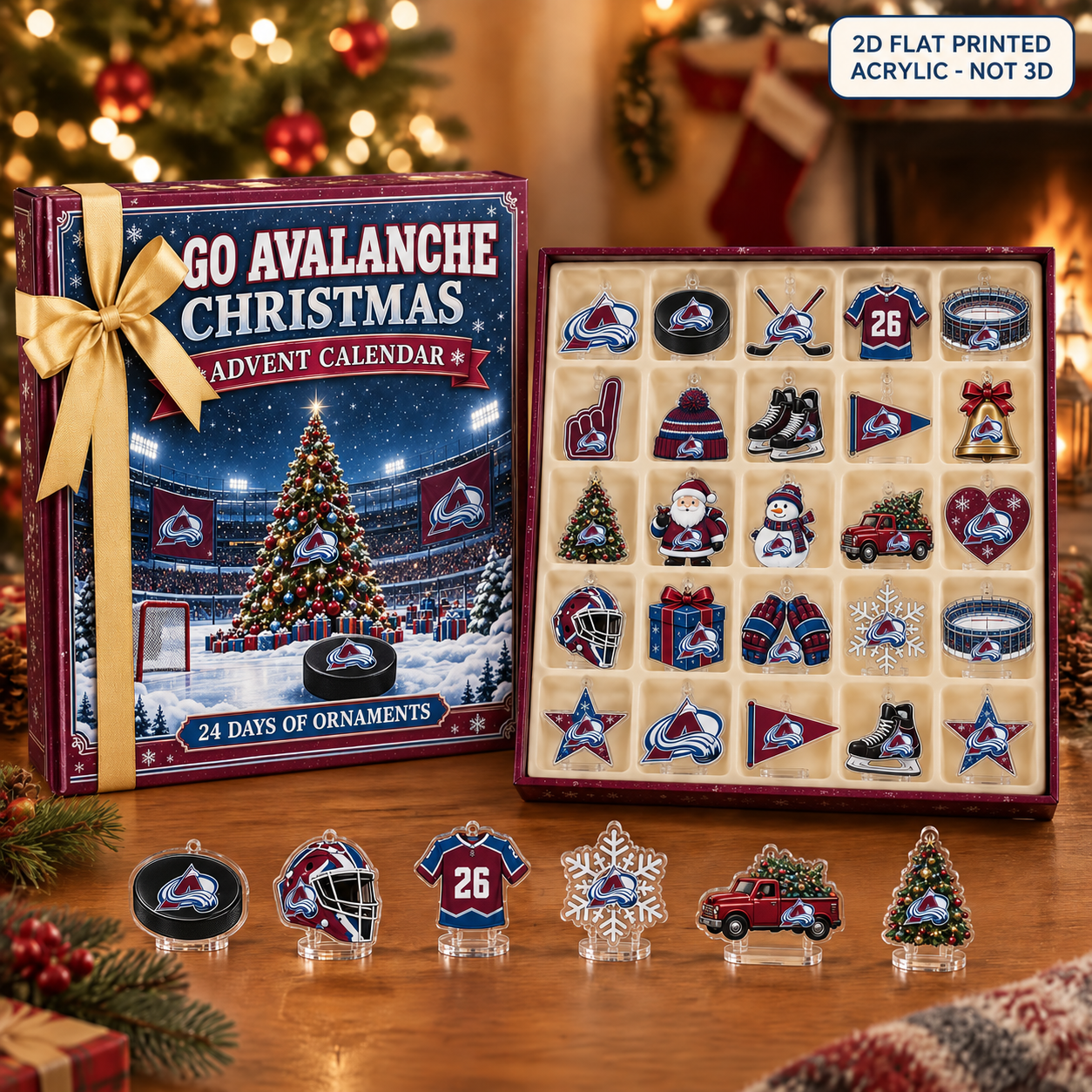Colorado Avalanche Christmas advent calendar with 24 acrylic charms