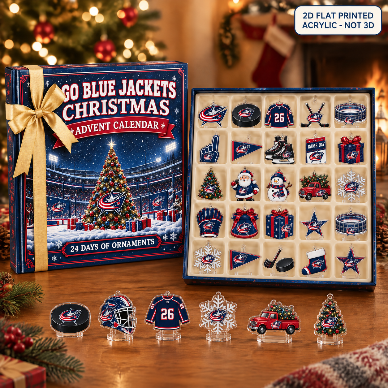 Columbus Blue Jackets Christmas advent calendar with 24 acrylic charms