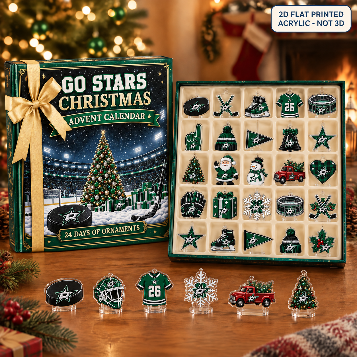 Dallas Stars Christmas advent calendar with 24 acrylic charms