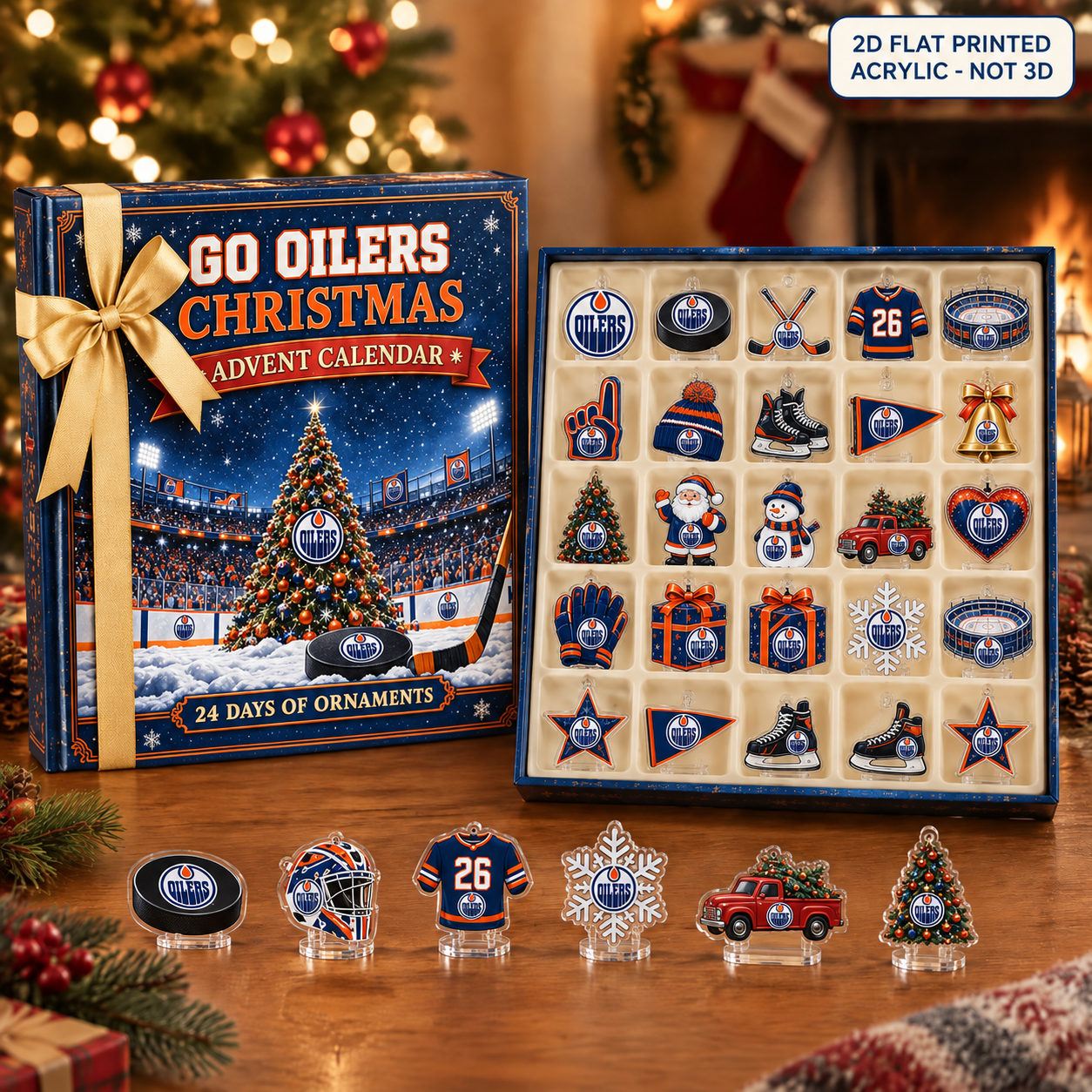 Edmonton Oilers Christmas advent calendar with 24 acrylic charms