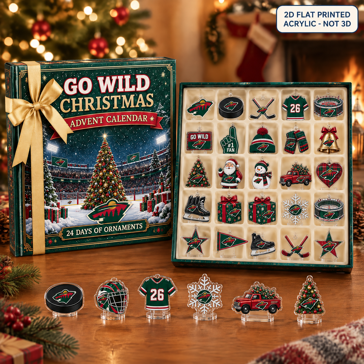 Minnesota Wild Christmas advent calendar with 24 acrylic charms
