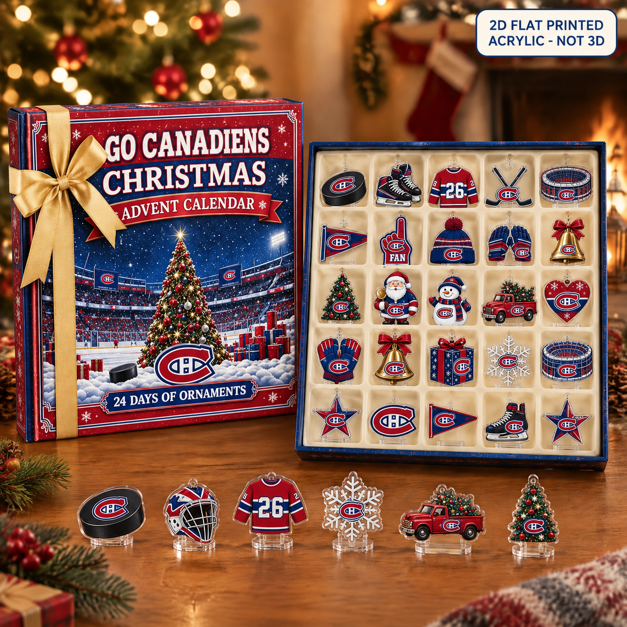 Montreal Canadiens Christmas advent calendar with 24 acrylic charms