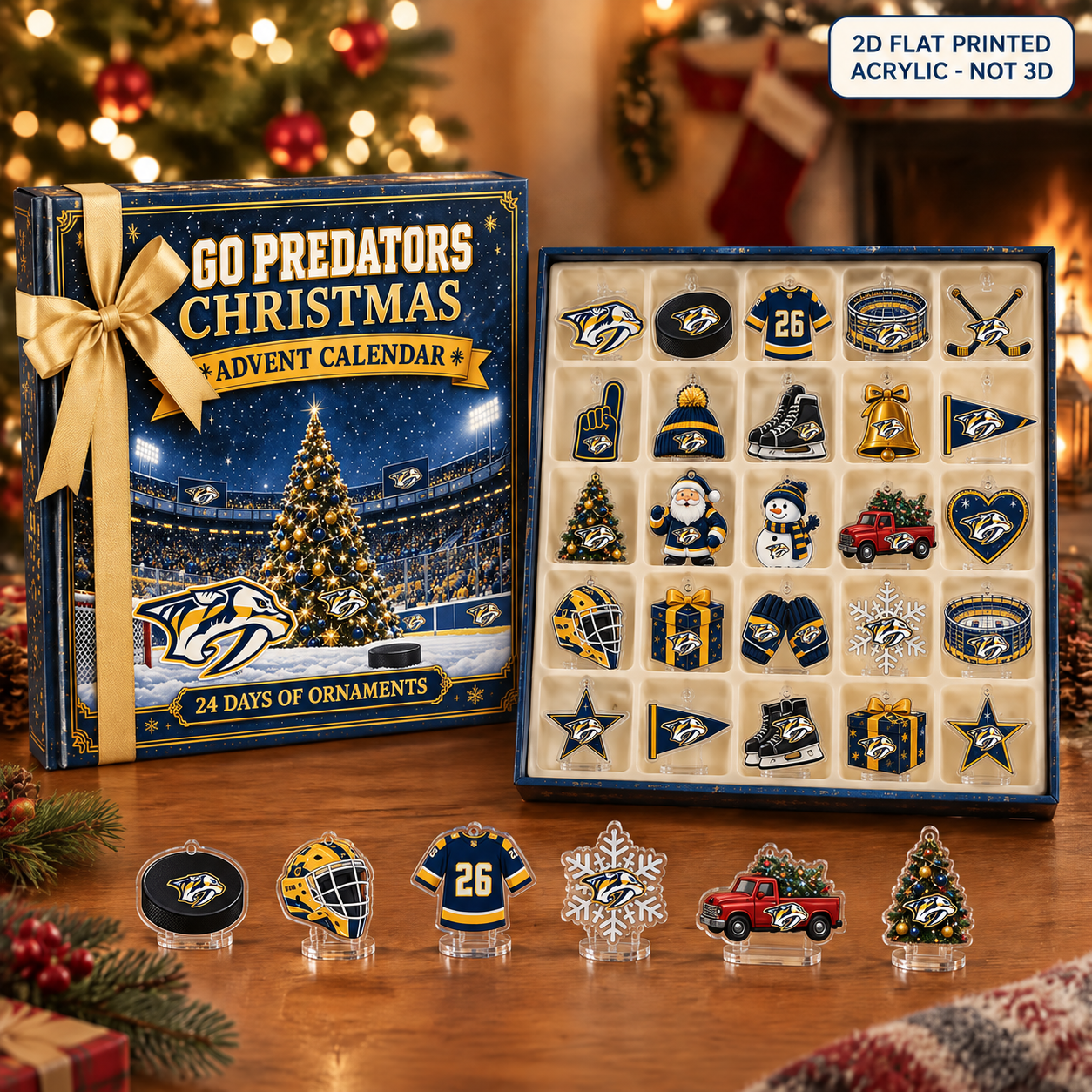 Nashville Predators Christmas advent calendar with 24 acrylic charms