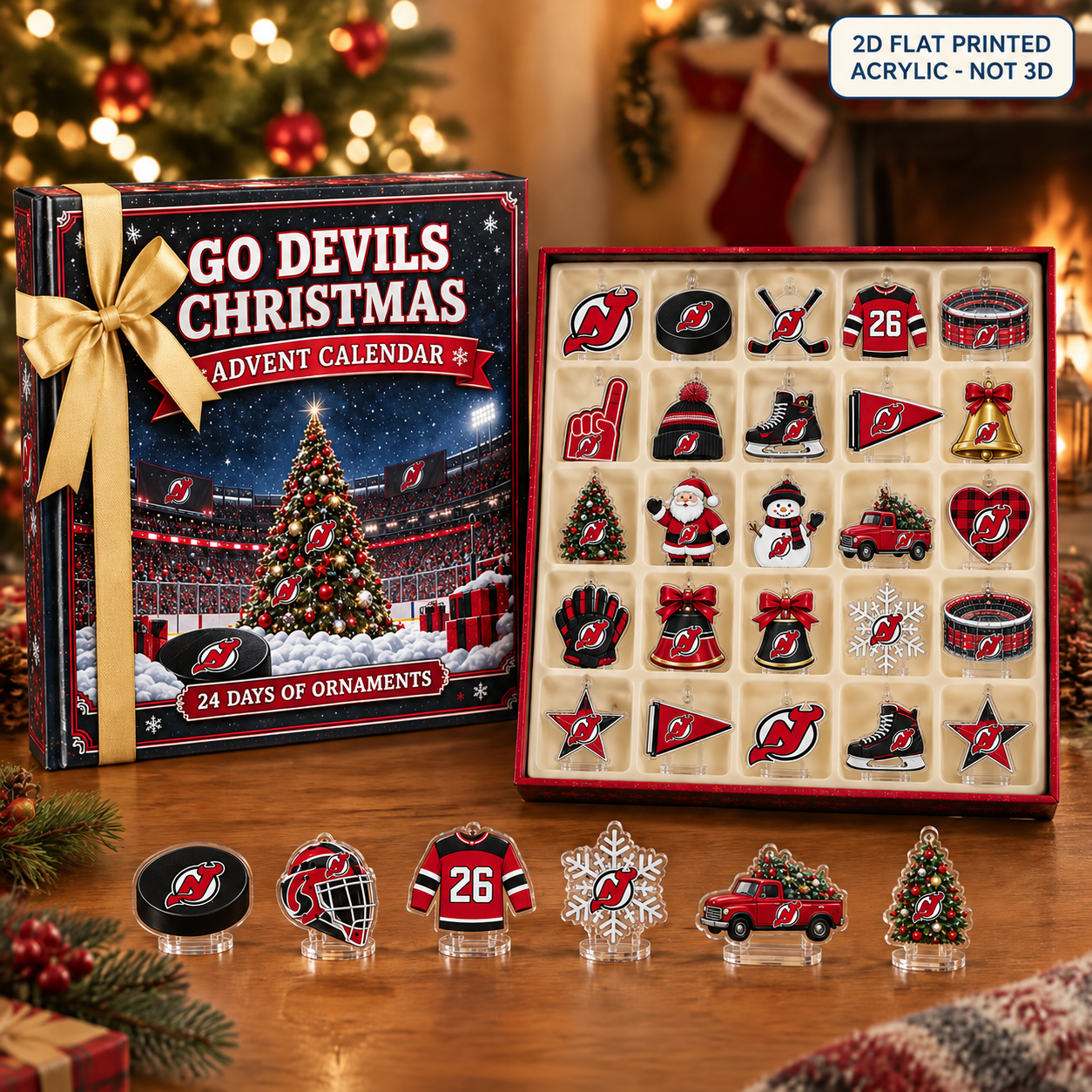 New Jersey Devils Christmas advent calendar with 24 acrylic charms