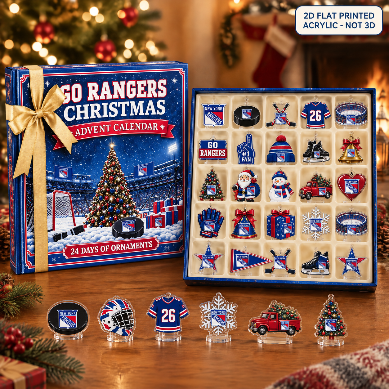 New York Rangers Christmas advent calendar with 24 acrylic charms