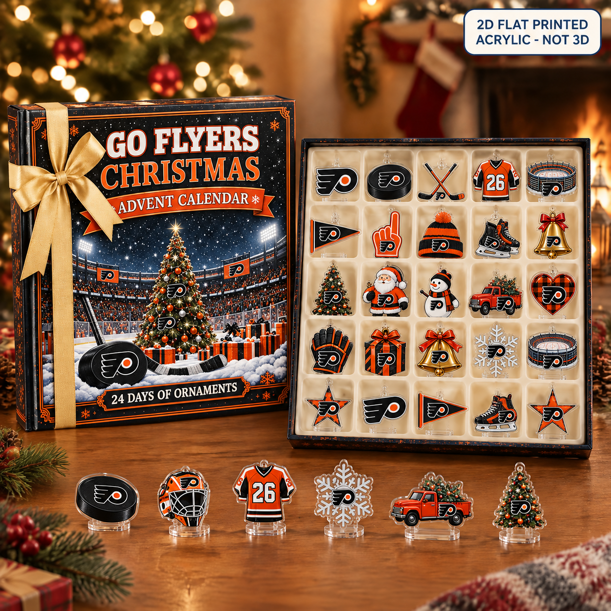 Philadelphia Flyers Christmas advent calendar with 24 acrylic charms