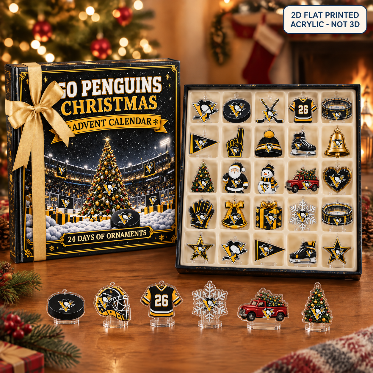 Pittsburgh Penguins Christmas advent calendar with 24 acrylic charms