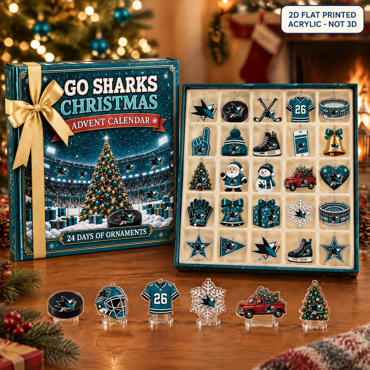 San Jose Sharks Christmas advent calendar with 24 acrylic charms