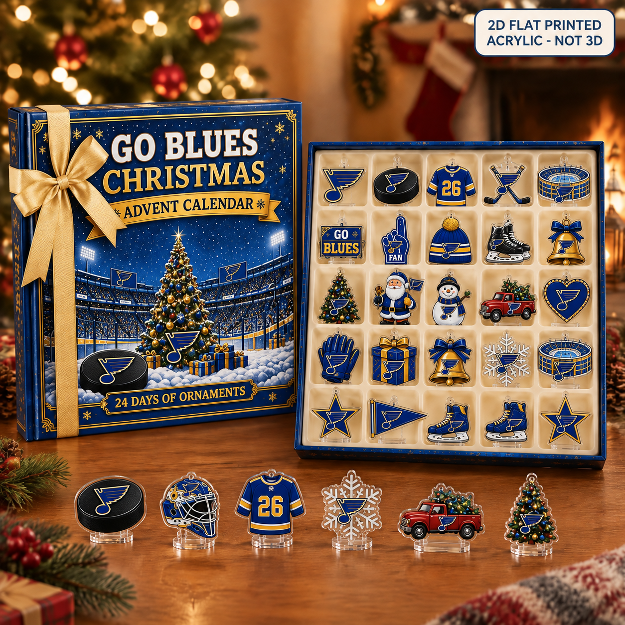 St. Louis Blues Christmas advent calendar with 24 acrylic charms