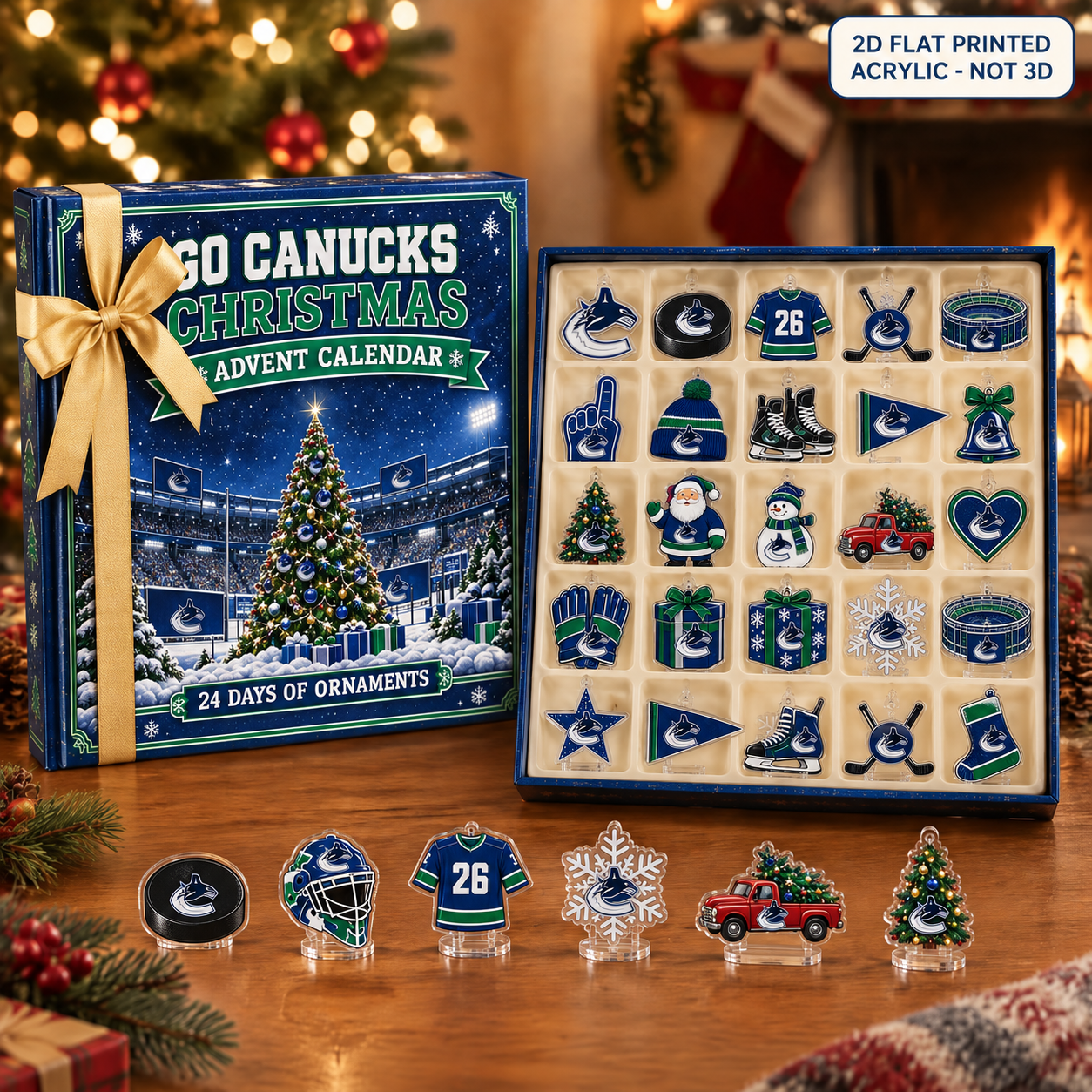 Vancouver Canucks Christmas advent calendar with 24 acrylic charms