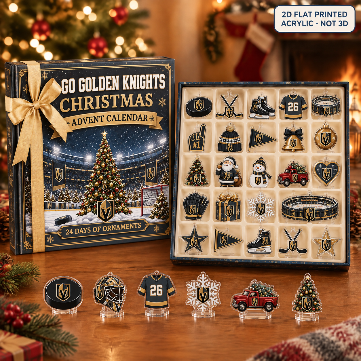 Vegas Golden Knights Christmas advent calendar with 24 acrylic charms