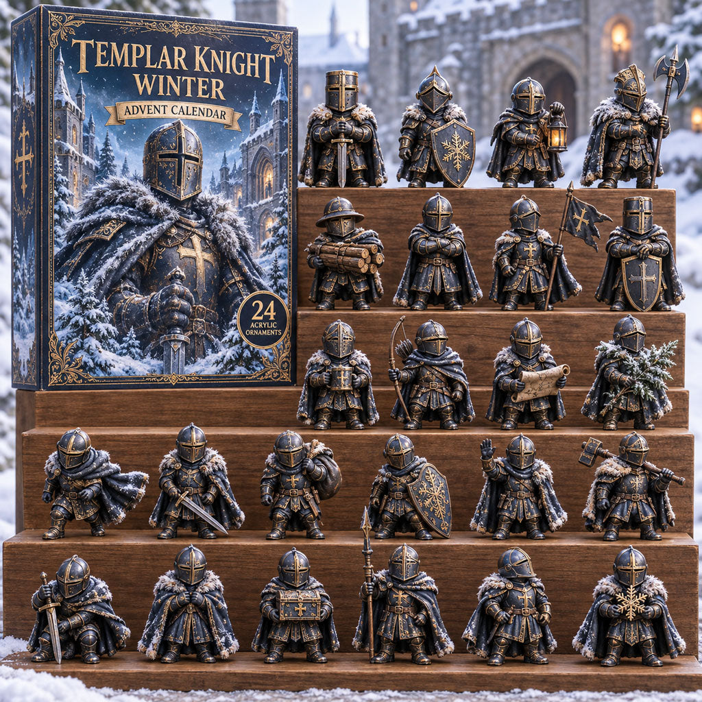 Templar Knight Winter advent calendar box with 24 acrylic Christmas charms